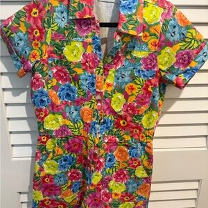 Show me your mumu! Floral Button-Up romper. Size medium. Brand new- no tags